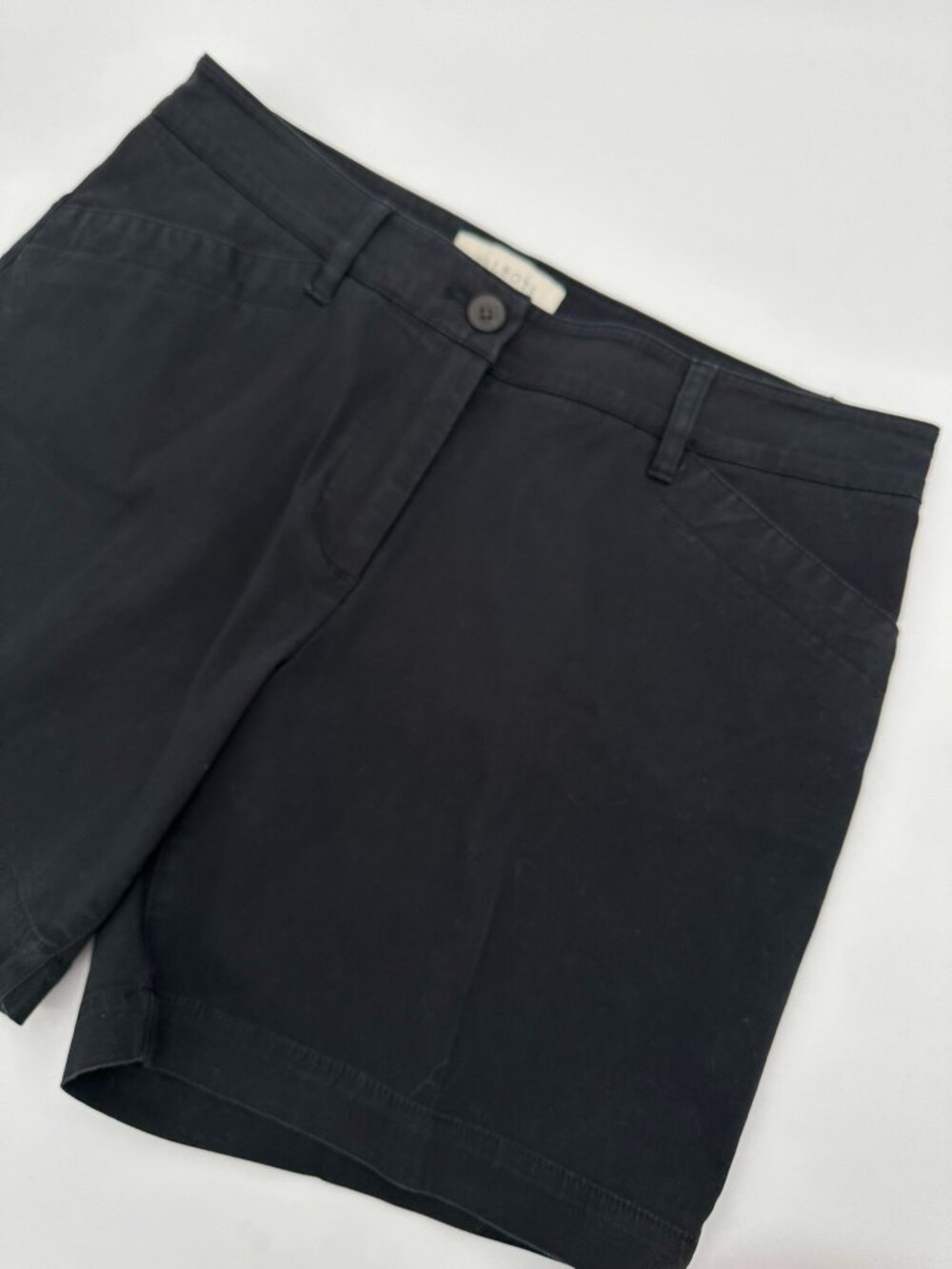 Talbots Women's Petite 6" Inseam Flat Front Classic Chino Shorts, Size 8P, Black